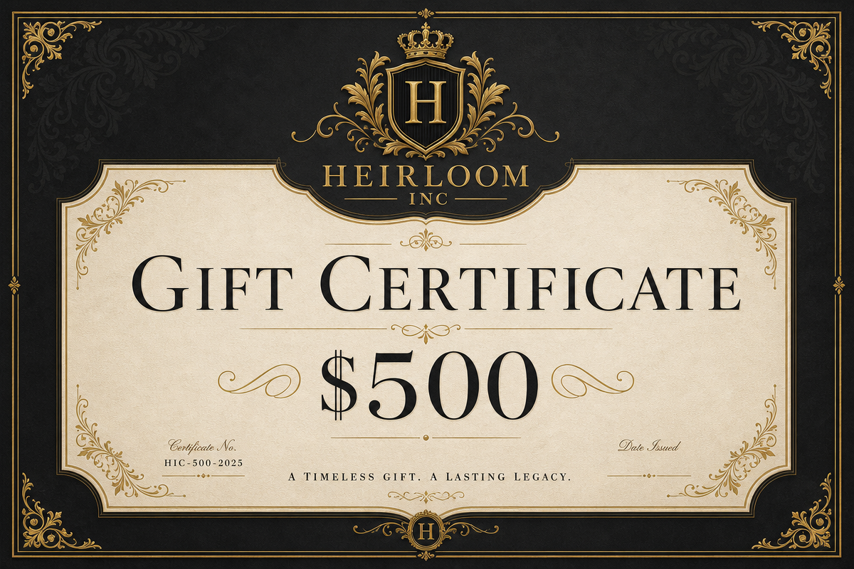 $500 Heirloom Inc gift certificate